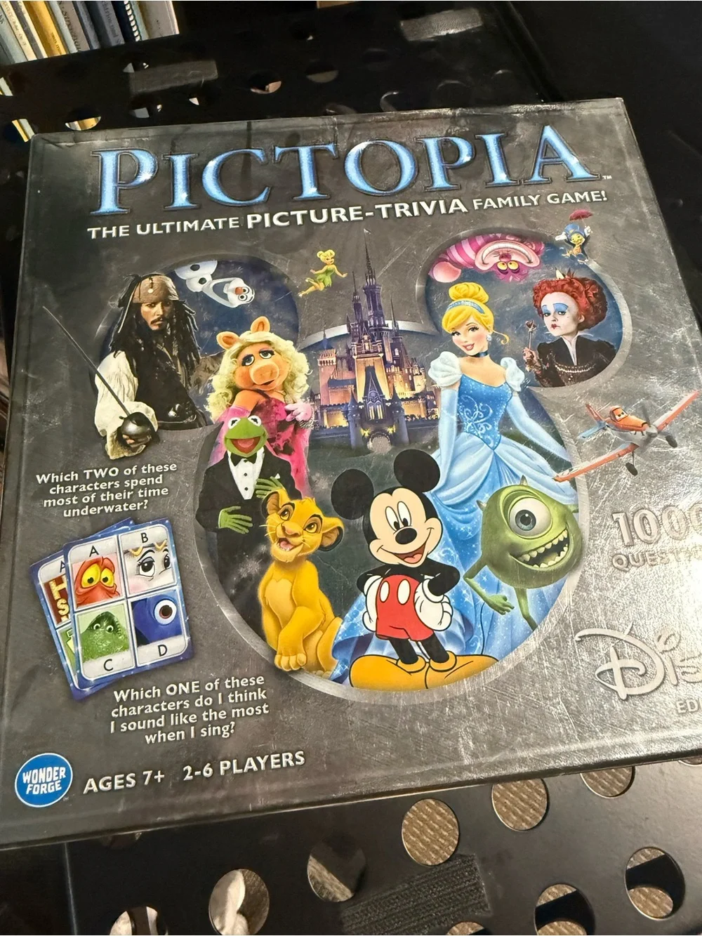 Disney Pictopia Picture-Trivia Game Box with Colorful Character Art